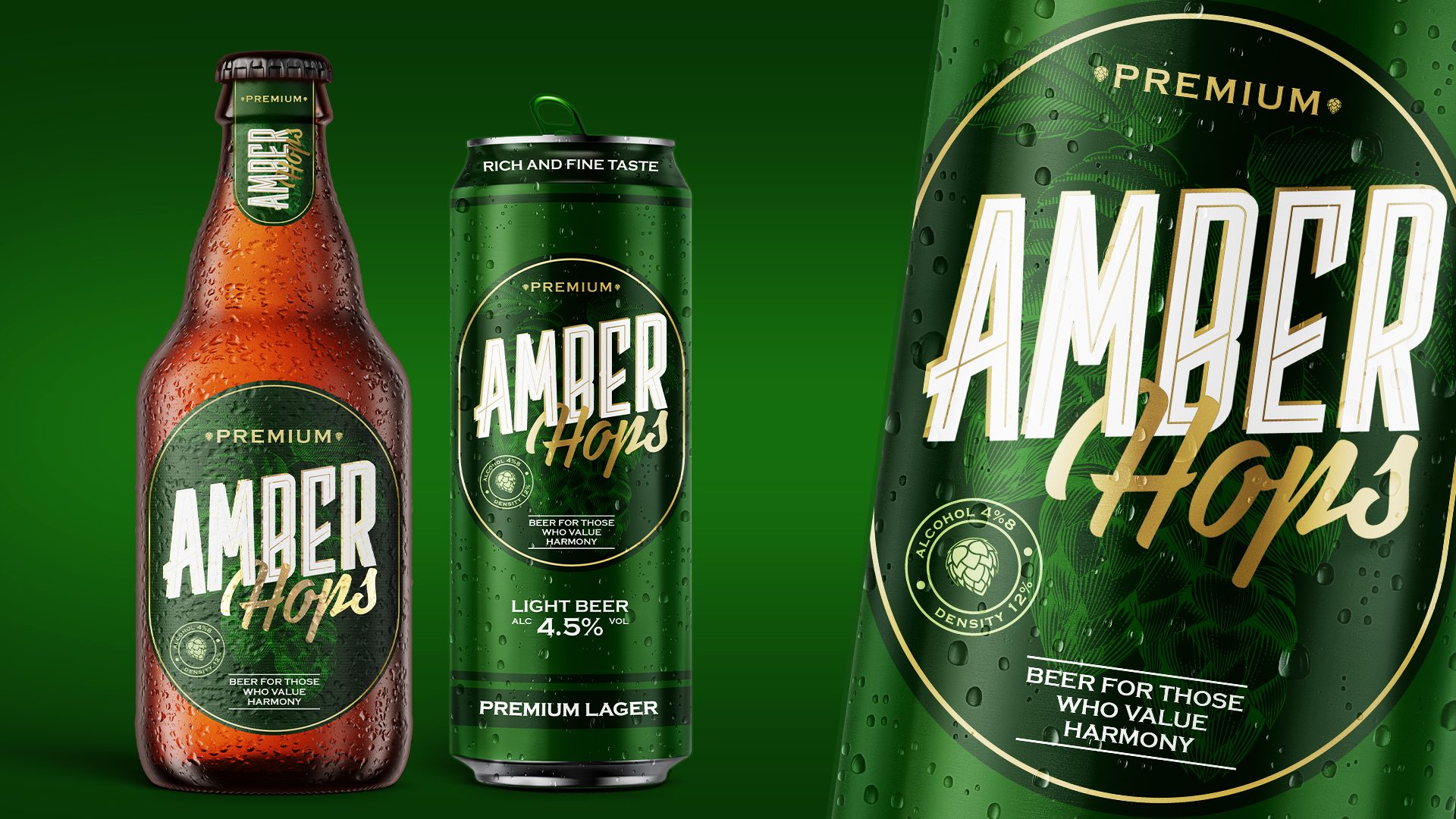 Amber Hops — упаковка премиального пива — фото 1