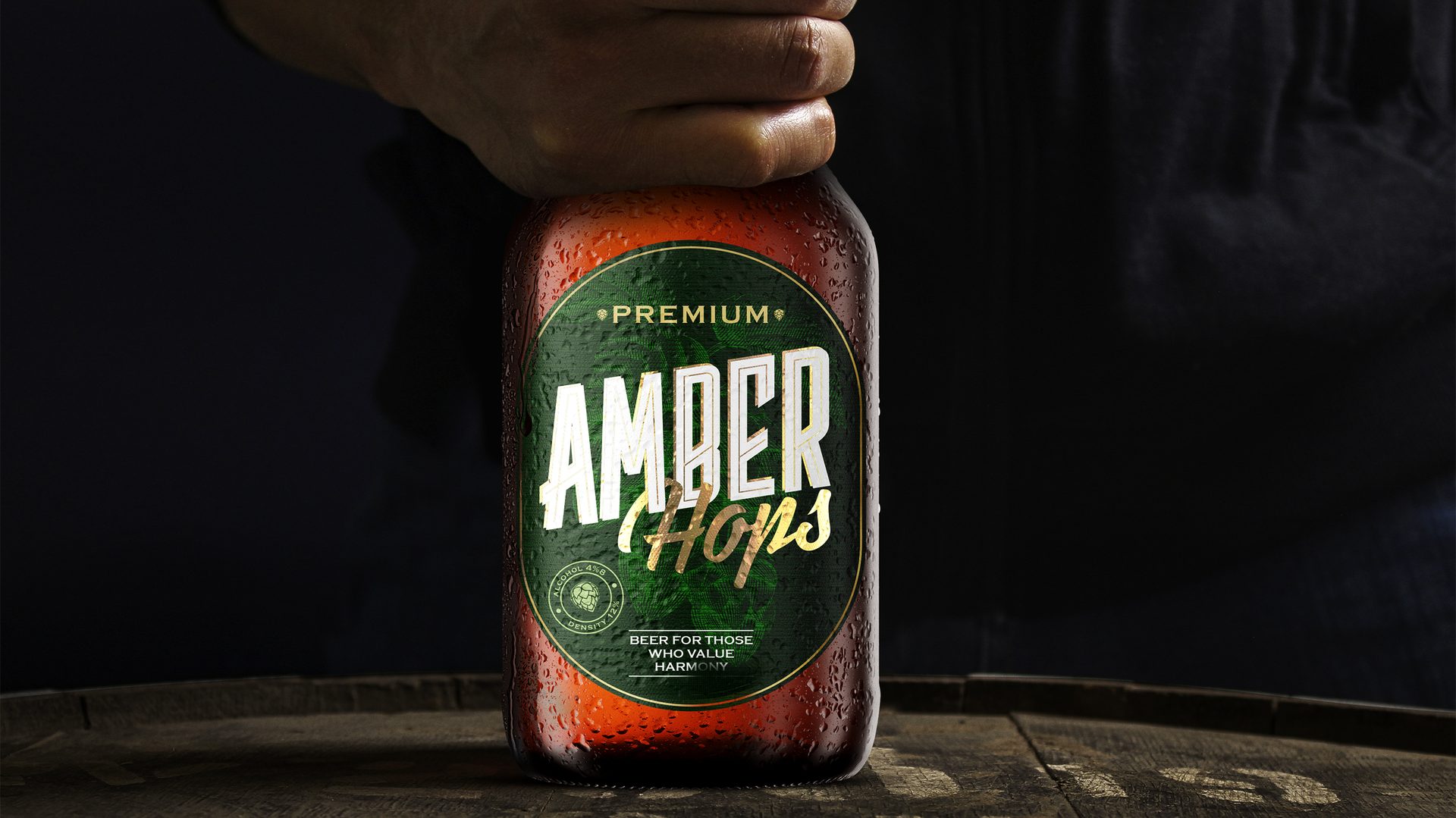 Amber Hops Beer — упаковка, разработанная с нуля под премиум-позиционирование